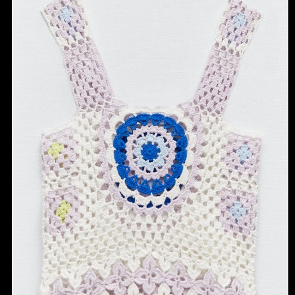 Zara Crochet Knit Mini Dress Limited Edition - Picture 10 of 11